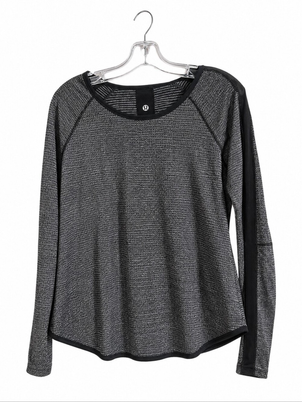 Lululemon Women’s Size 8 Gray Black Reversible Long Sleeve Athletic Yoga Top
